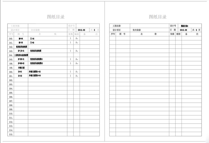杭州精品酒店室內裝飾工程深化設計施工圖圖紙目錄6
